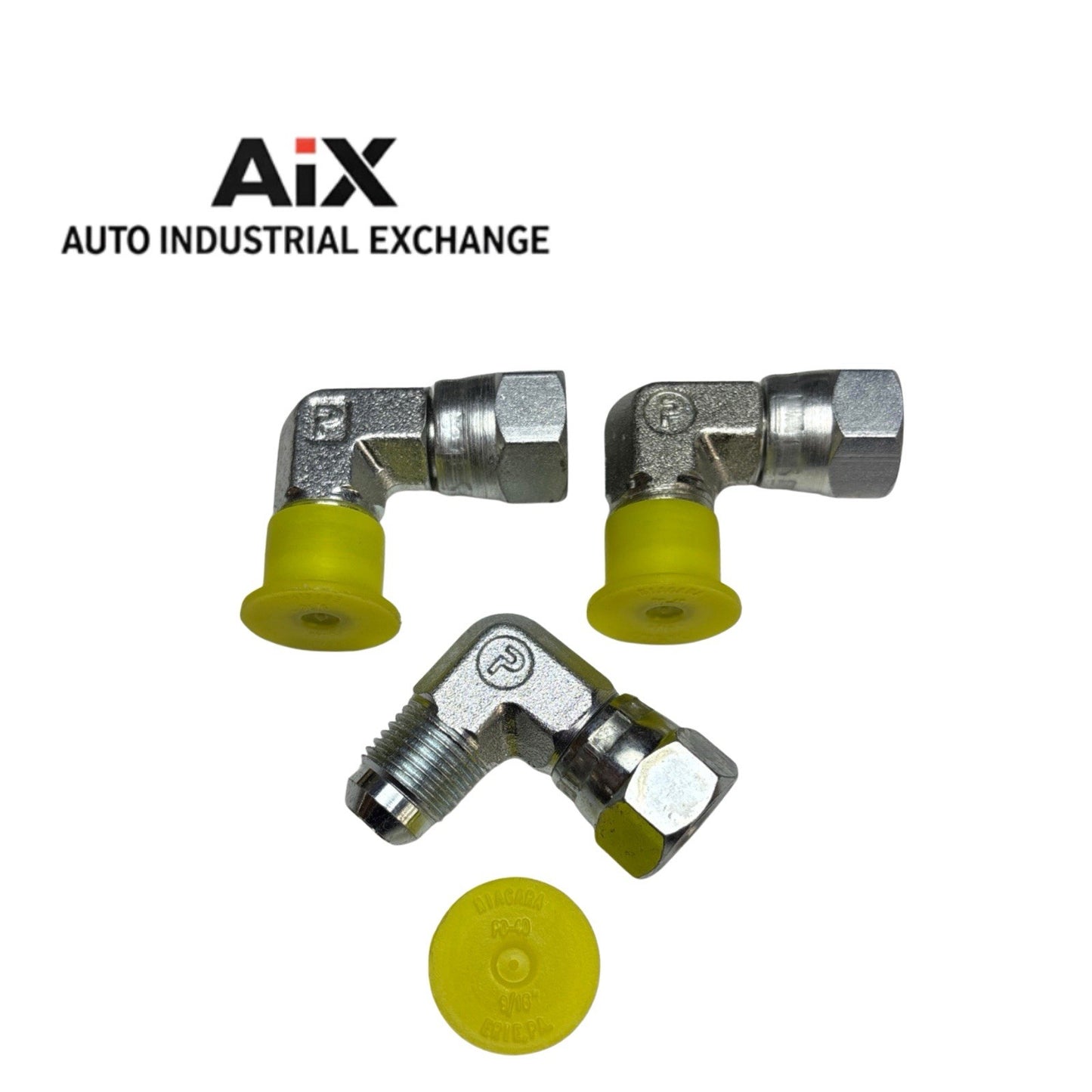 Lot of 3 Parker 6 C6X-S JIC 3/8 Elbow 90° Male x Female Swivel Steel Fittings