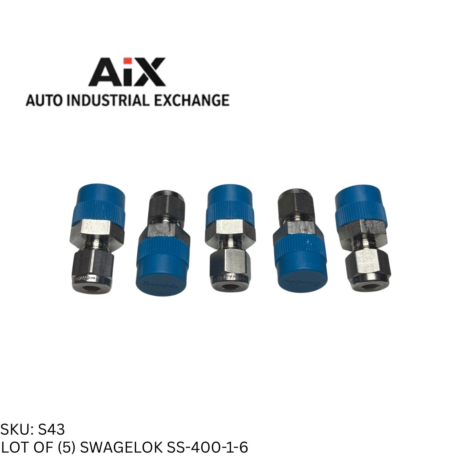 (5) Swagelok SS-400-1-6 Tube Fitting 1/4 in OD x 3/8 Male NPT Stainless Adapter