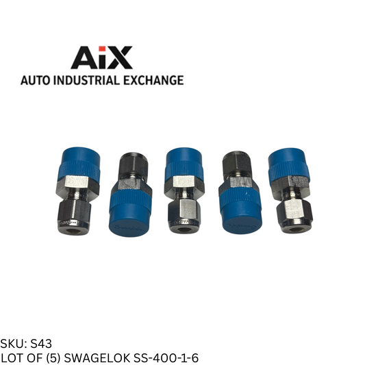 (5) Swagelok SS-400-1-6 Tube Fitting 1/4 in OD x 3/8 Male NPT Stainless Adapter