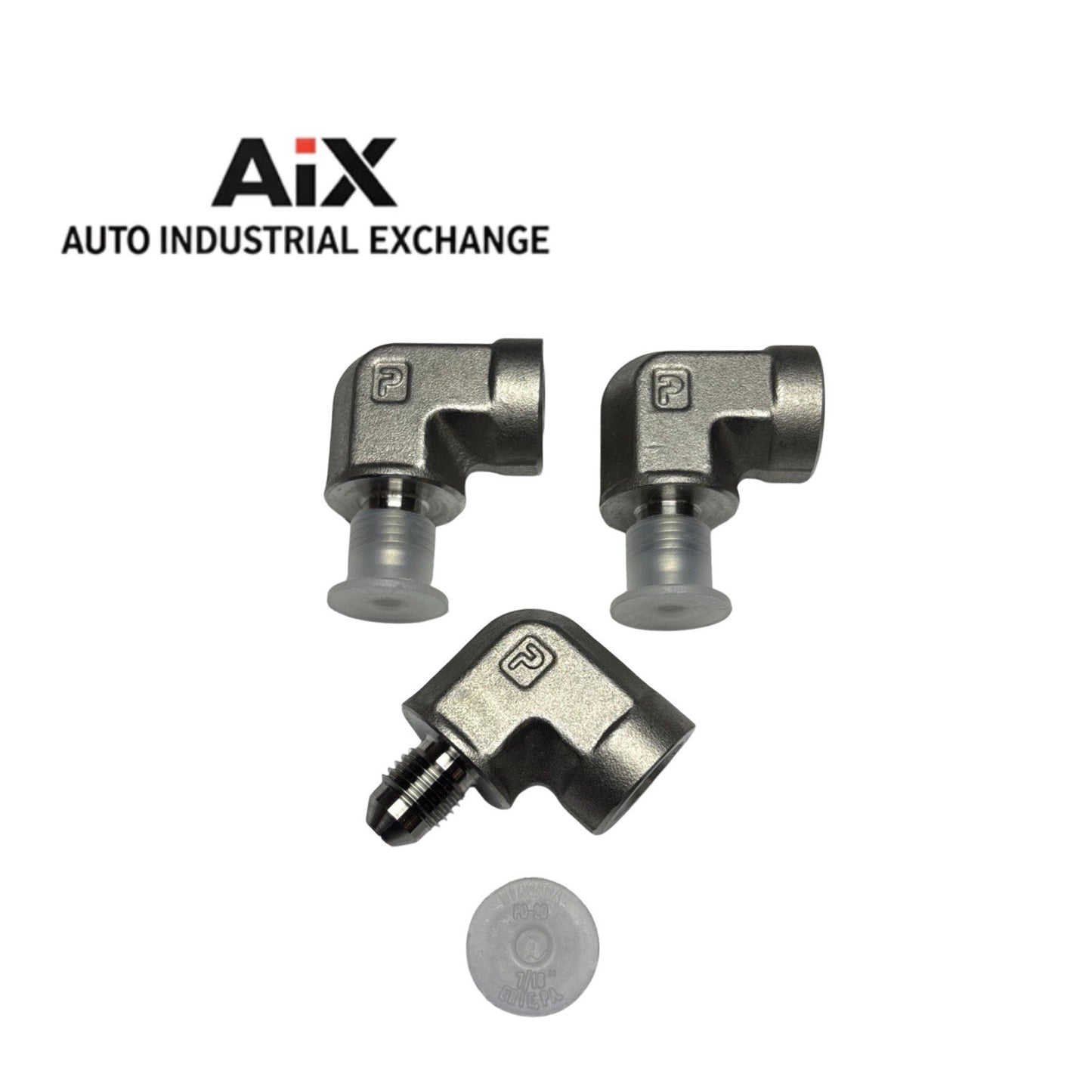 Lot of 3 Parker 4-4 DTX-SS 1/4 JIC x 1/4 NPT Elbow Adapter 90° Triple-Lok SS