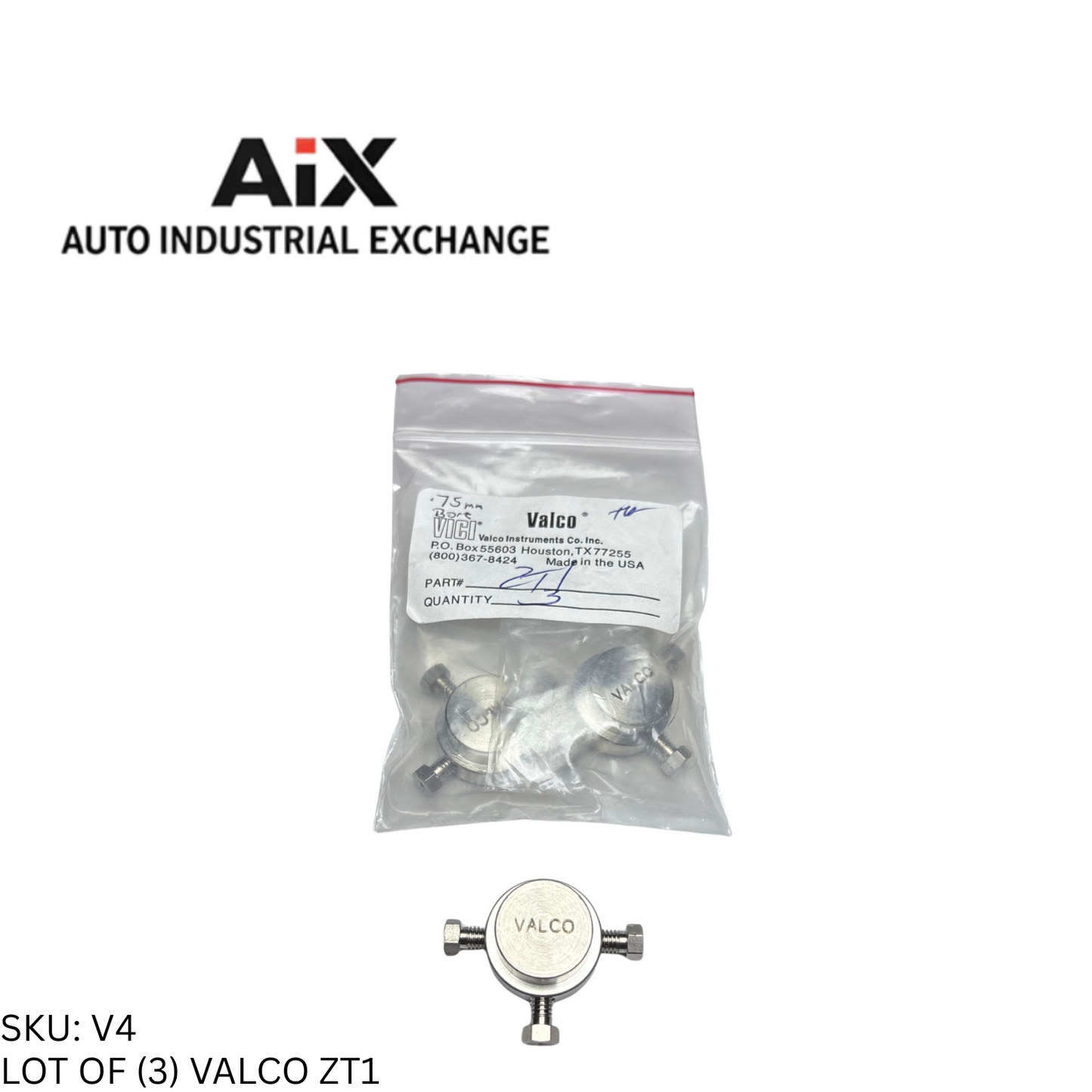 Lot of 3 Valco ZT1 High Pressure Tee 1/16 Stainless Steel Zero Volume Fitting