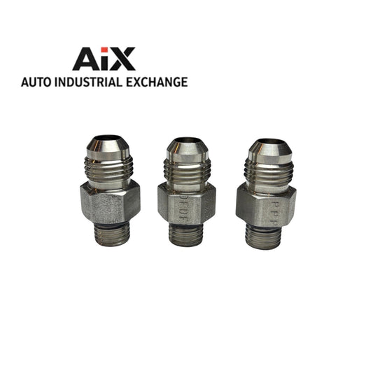 Lot of 3 Parker 6-4 F50X-SS 3/8 x 7/16 JIC to SAE-ORB Adapter Fittings New