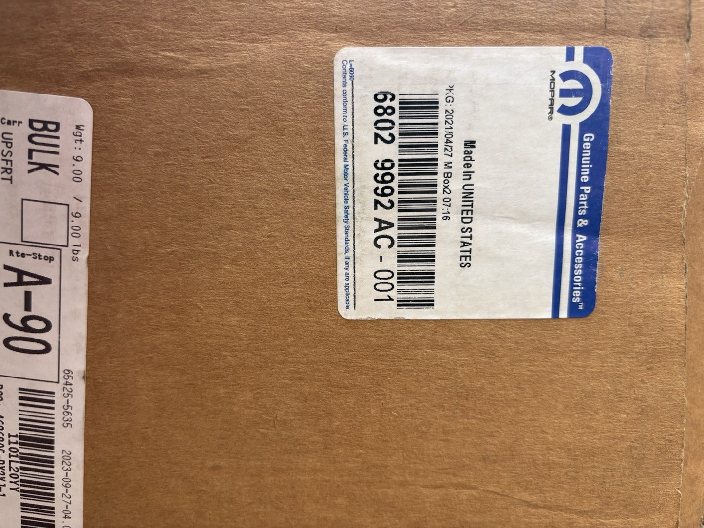 NEW OEM Mopar Passenger Front Fender Panel 68029992AC Jeep Wrangler 2008-2017