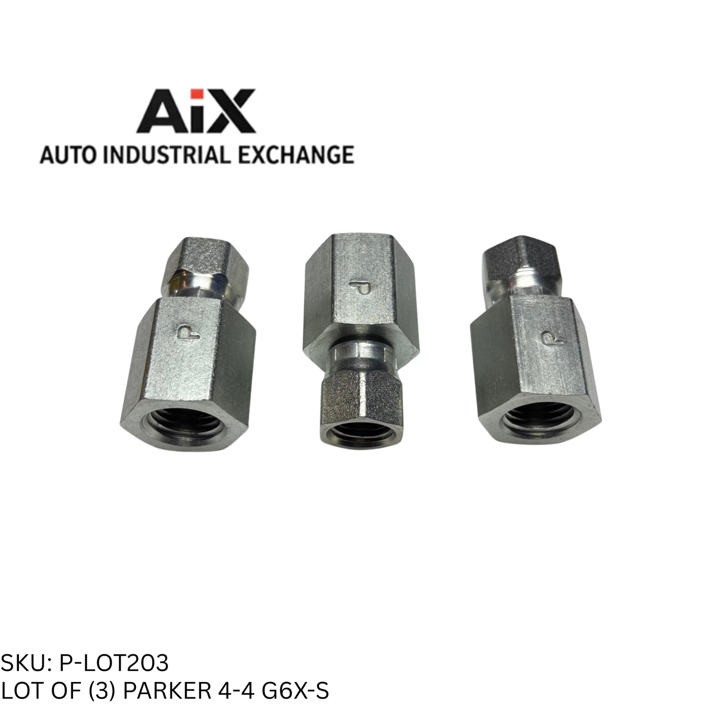 Lot of 3 Parker 4-4 G6X-S Stainless Steel Straight Adapter 37° Flare to NPT