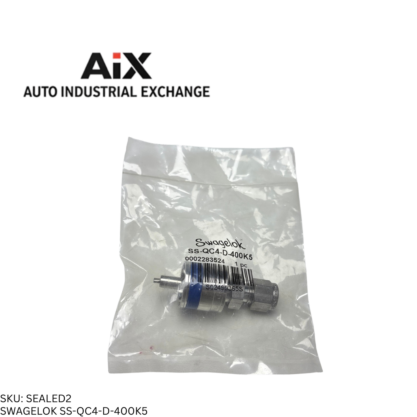 Swagelok SS-QC4-D-400K5 Stainless Quick Connect Stem w/ Valve 1/4 Tube Blue Key