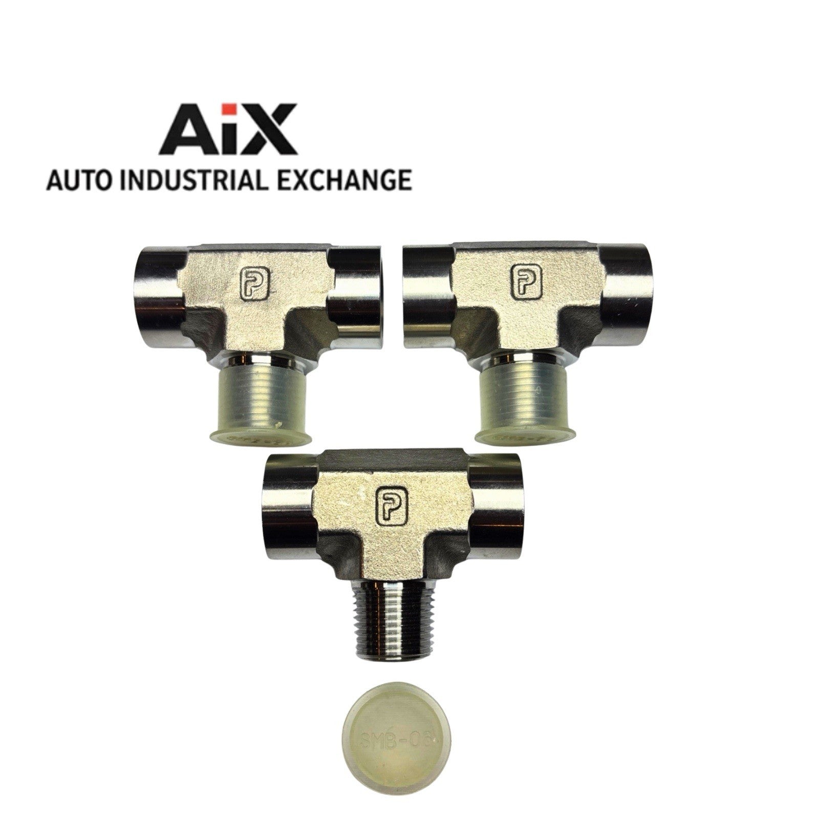 Lot of 3 Parker 3/8 MMS-SS Stainless Male Branch Tee Fittings NPT Pipe Adapter