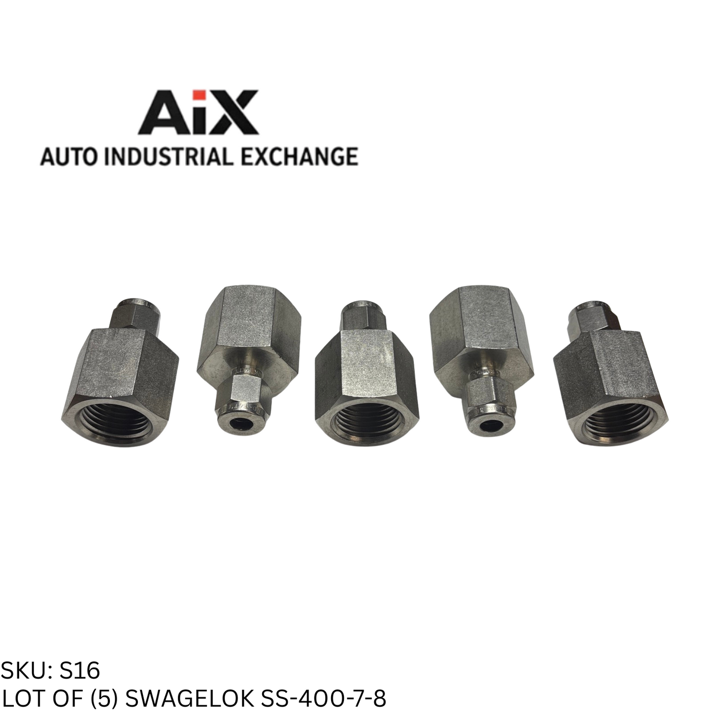 Lot of 5 Swagelok SS-400-7-8 Female Connector Tube Fitting 1/4" Tube x 1/2" FNPT
