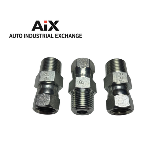 Lot of 3 Parker 6-6 F6X-S 37° Flare Female Swivel to Male NPT Steel