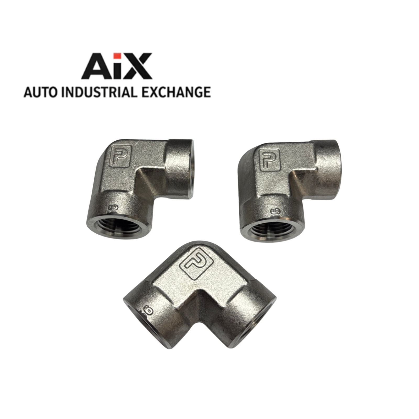 Lot of 3 Parker 3/8 DD-SS 4500 PSI Stainless Steel 90° Elbow NPTF Fittings