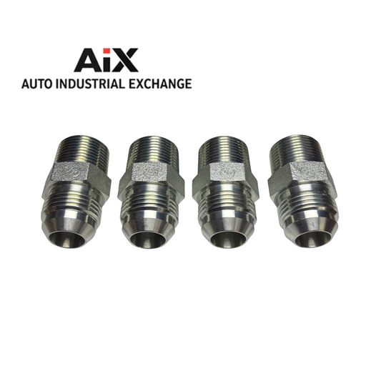 Lot of 4 Eaton 2404-12-12 3/4" JIC Male x 3/4" NPTF Male Steel Adapters