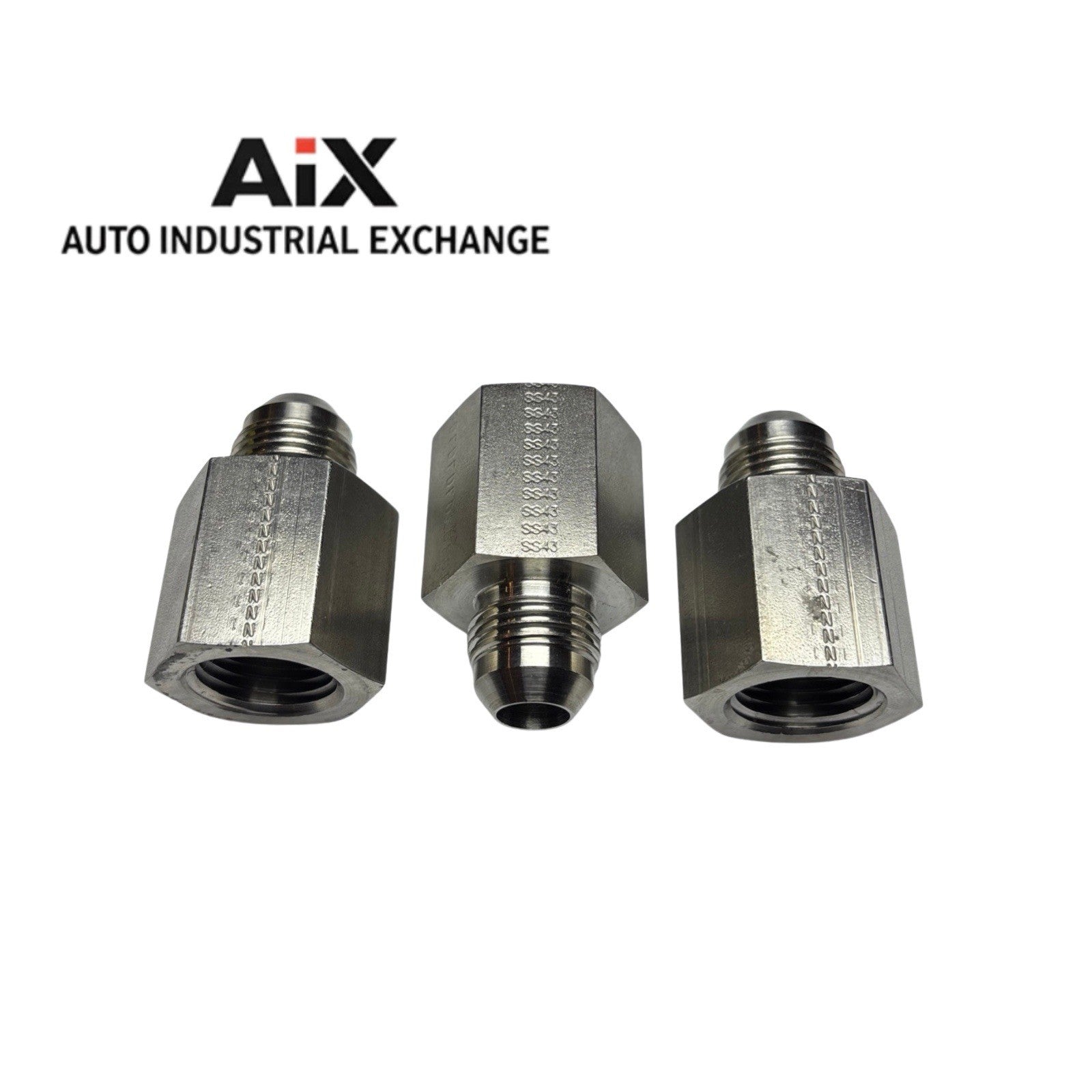 Lot of 3 Parker 8-8 GTX-SS JIC to NPT Adapters 1/2 Flare x 1/2 NPT SS 5000 PSI