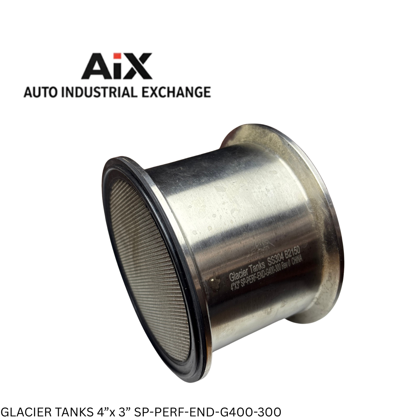 Glacier Tank SP-PERF-END-G400-300 Perf Screen Gasket Spool Tri Clamp 4in x 3in