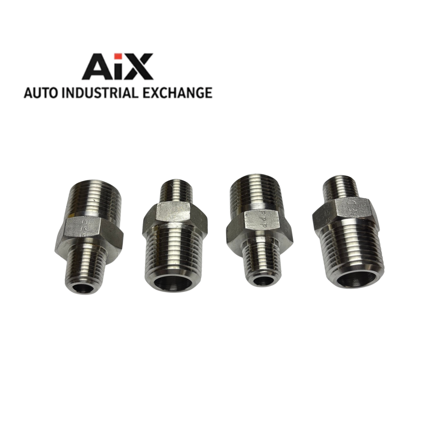 Lot of 4 Parker 1/2 x 1/4 FF-SS Stainless Steel Male NPT/NPTF Port Nipple