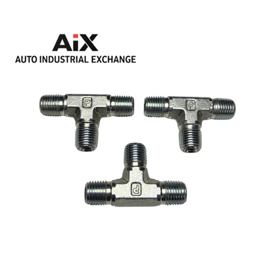 Parker 1/4 RRS-S Male Tee Pipe Fitting 1/4” NPT Steel Adapter