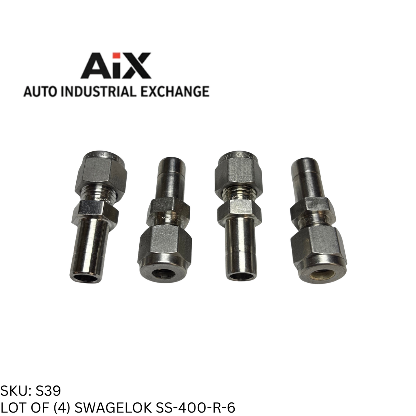 Lot of 4 Swagelok SS-400-R-6 Stainless Tube Fitting Reducer 1/4" OD x 3/8" OD