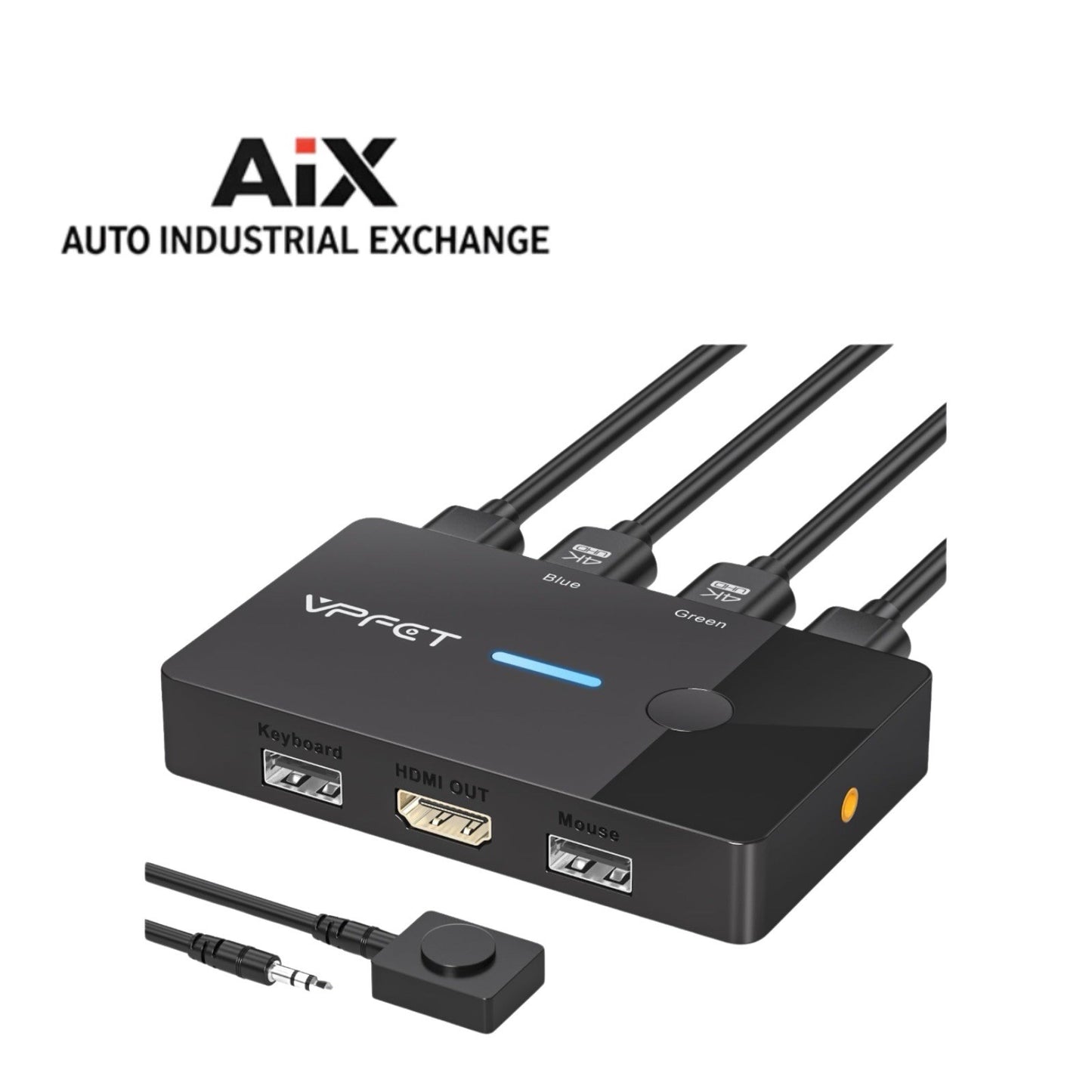 HDMI KVM Switch 2 Port 4K@60Hz For 2 PC 1 Monitor Keyboard Mouse Plug & Play