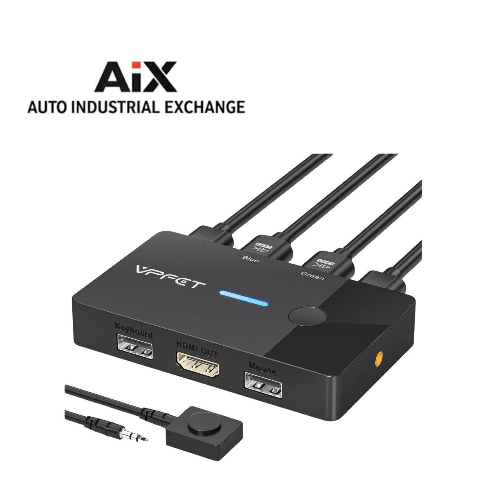 HDMI KVM Switch 2 Port 4K@60Hz For 2 PC 1 Monitor Keyboard Mouse Plug & Play