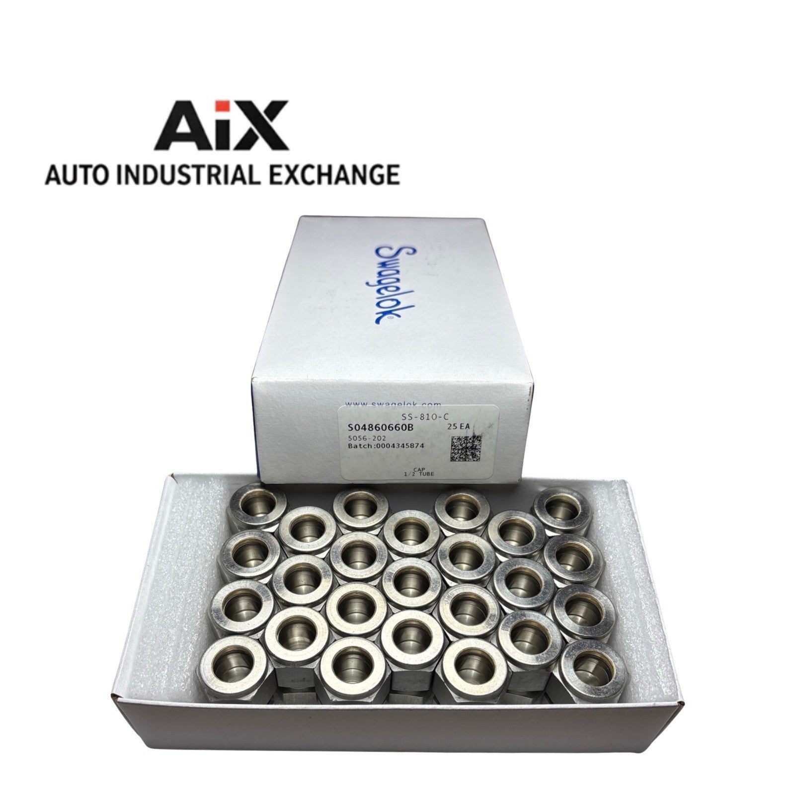 Box Of 25 Swagelok SS-810-C 1/2” Tube Caps 316 SS New w/ OEM Box SC-10 Clean
