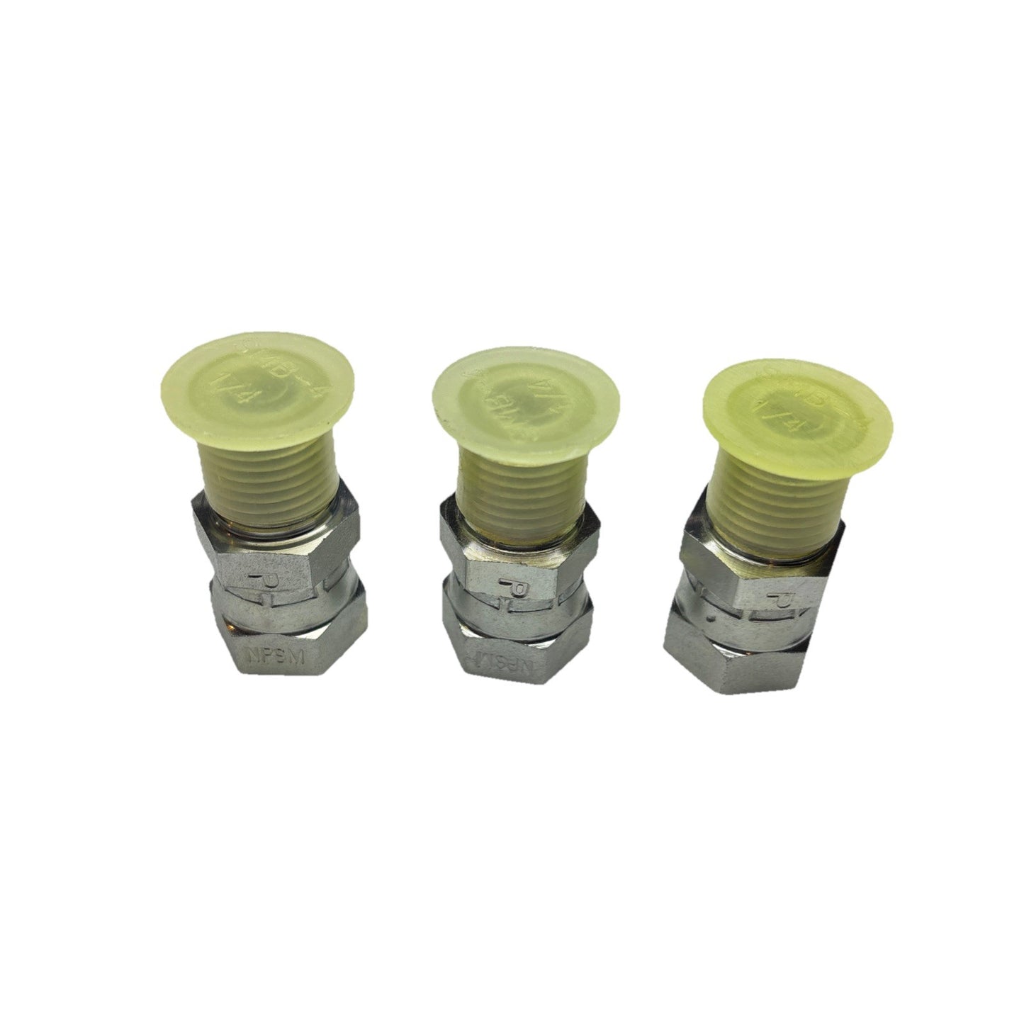Lot of 3 Parker 0107-4-4 NPT x NPSM Pipe Swivel Adapter 1/4-18 Steel Straight