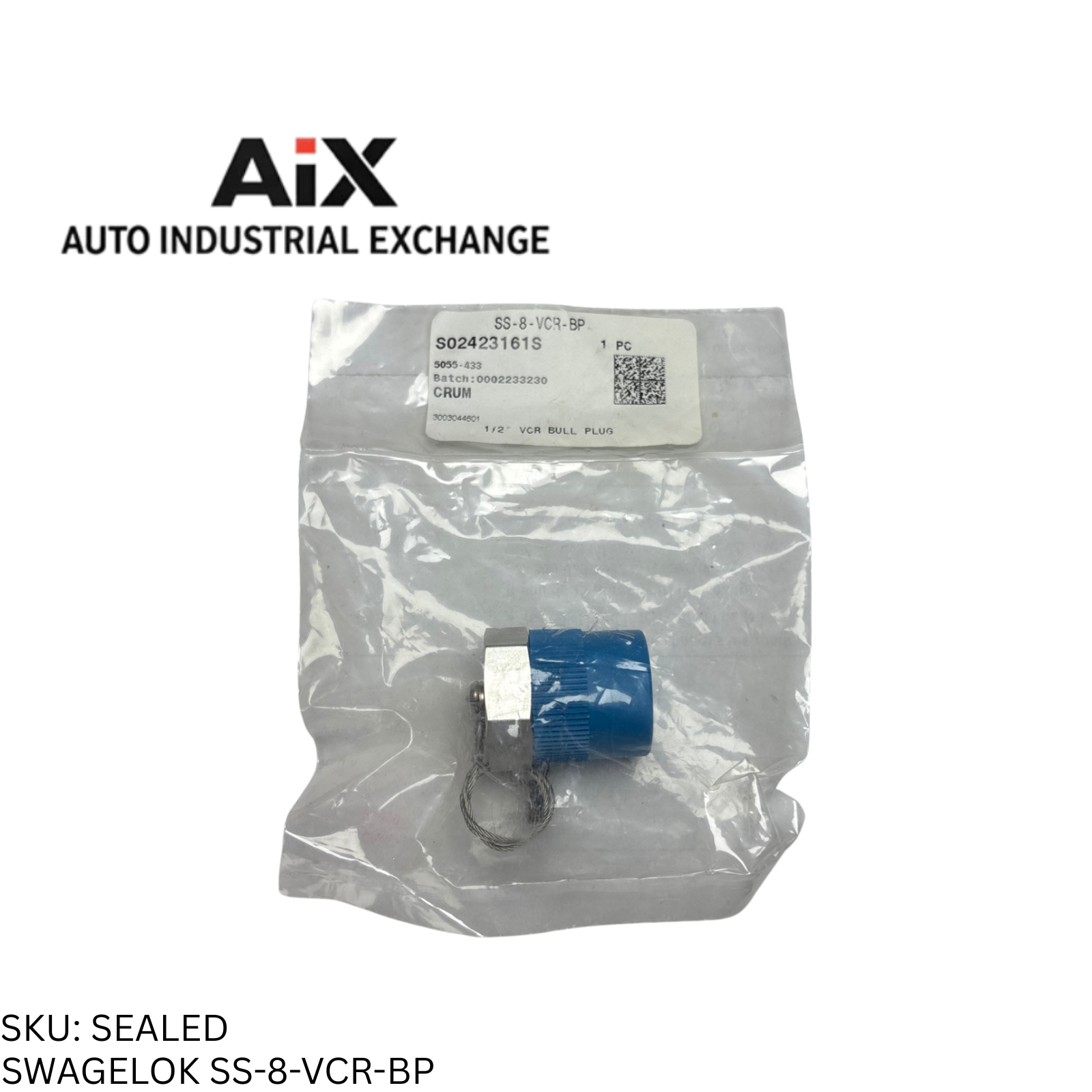 Swagelok SS-8-VCR-BP 316 Stainless Steel VCR Face Seal Plug for 1/2" Tube