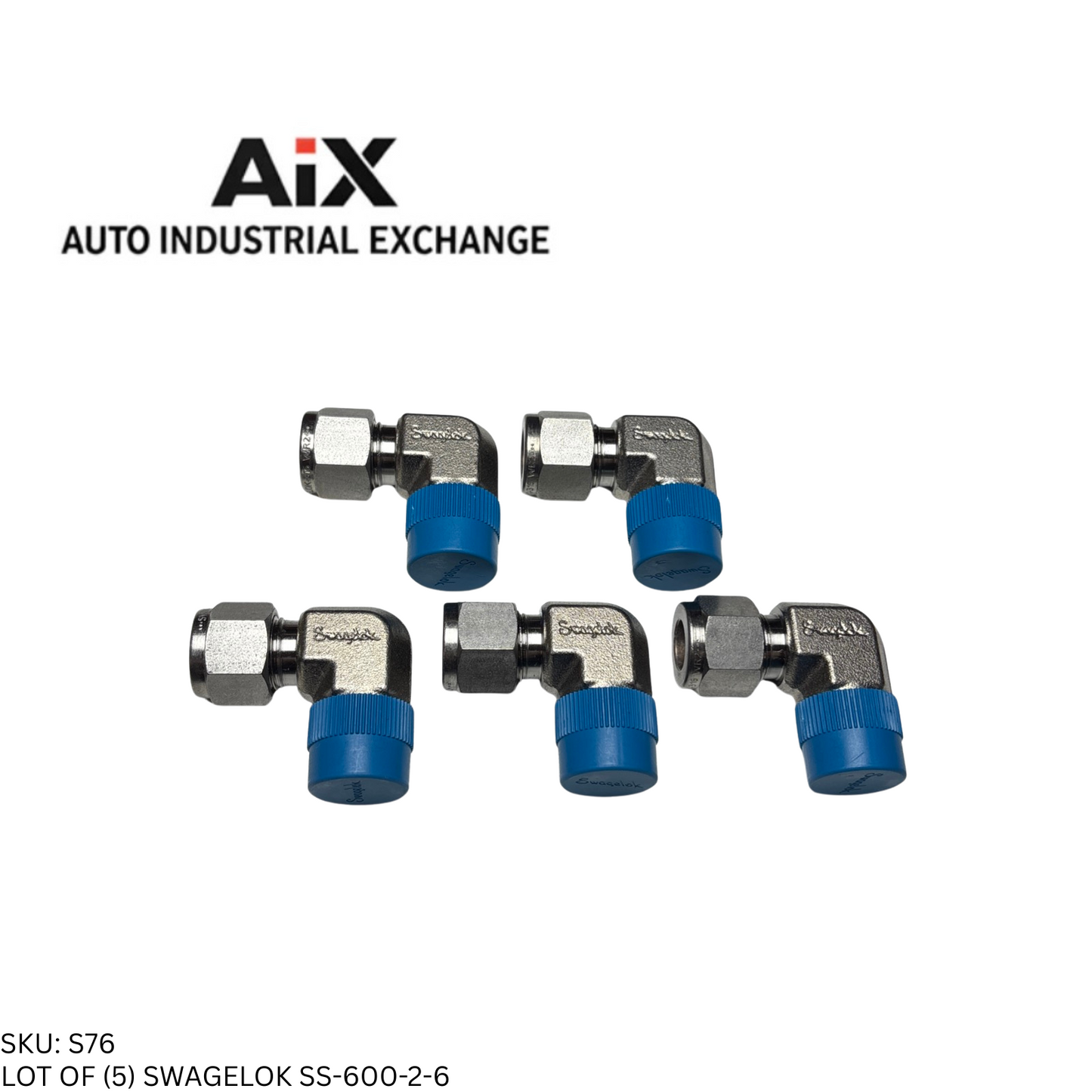 Lot of 5 Swagelok SS-600-2-6 Stainless Steel Male Elbow Fitting 3/8 x 3/8 NPT