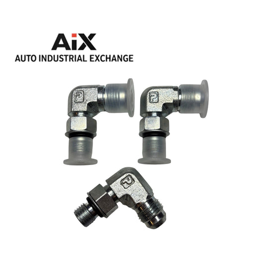 Parker 6-4 C50OX-S 3/8 x 1/4 Steel 37° Flare ORB Elbow Fitting Lot of 3