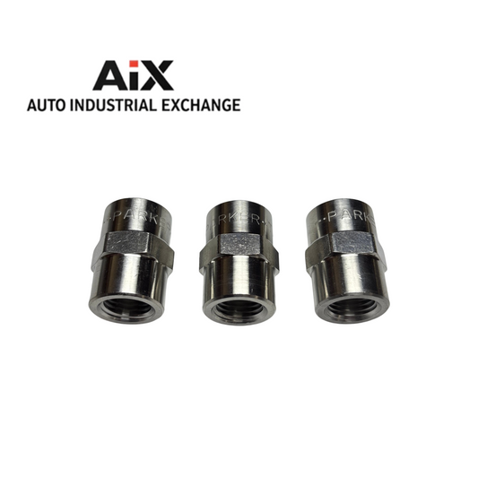 Lot of 3 Parker 1/4GGS Straight Pipe Coupling 1/4-18 Female NPT/NPTF 6000 PSI
