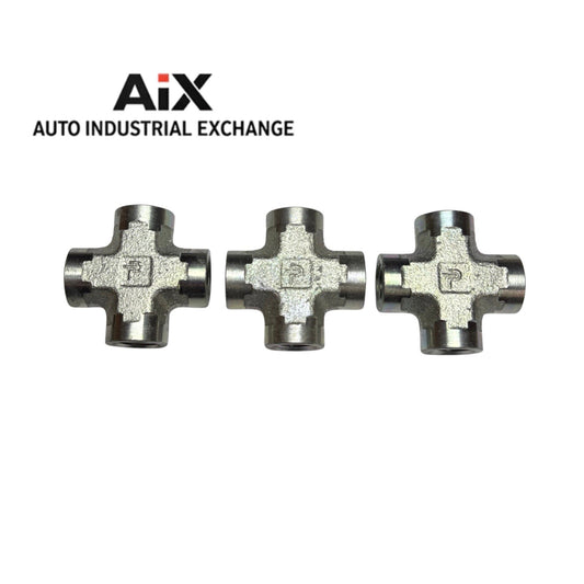 Lot of 3 Parker 1/4” KMM00-S Pipe Cross Fittings Female NPT Steel 5000 PSI