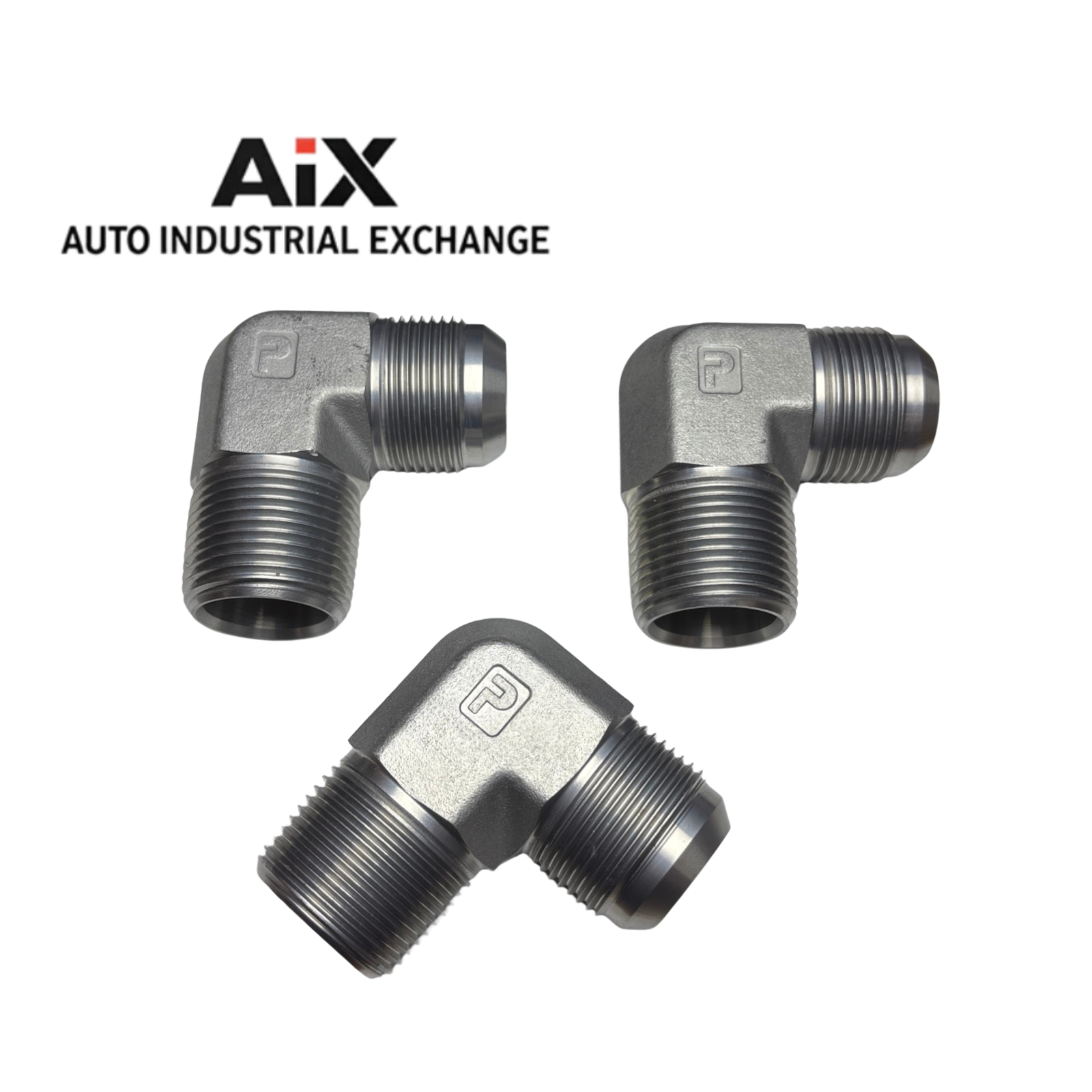 Lot of 3 Parker 16CTX-S 3000 PSI Steel 90° Elbow 37° Flare x Male NPT Fittings