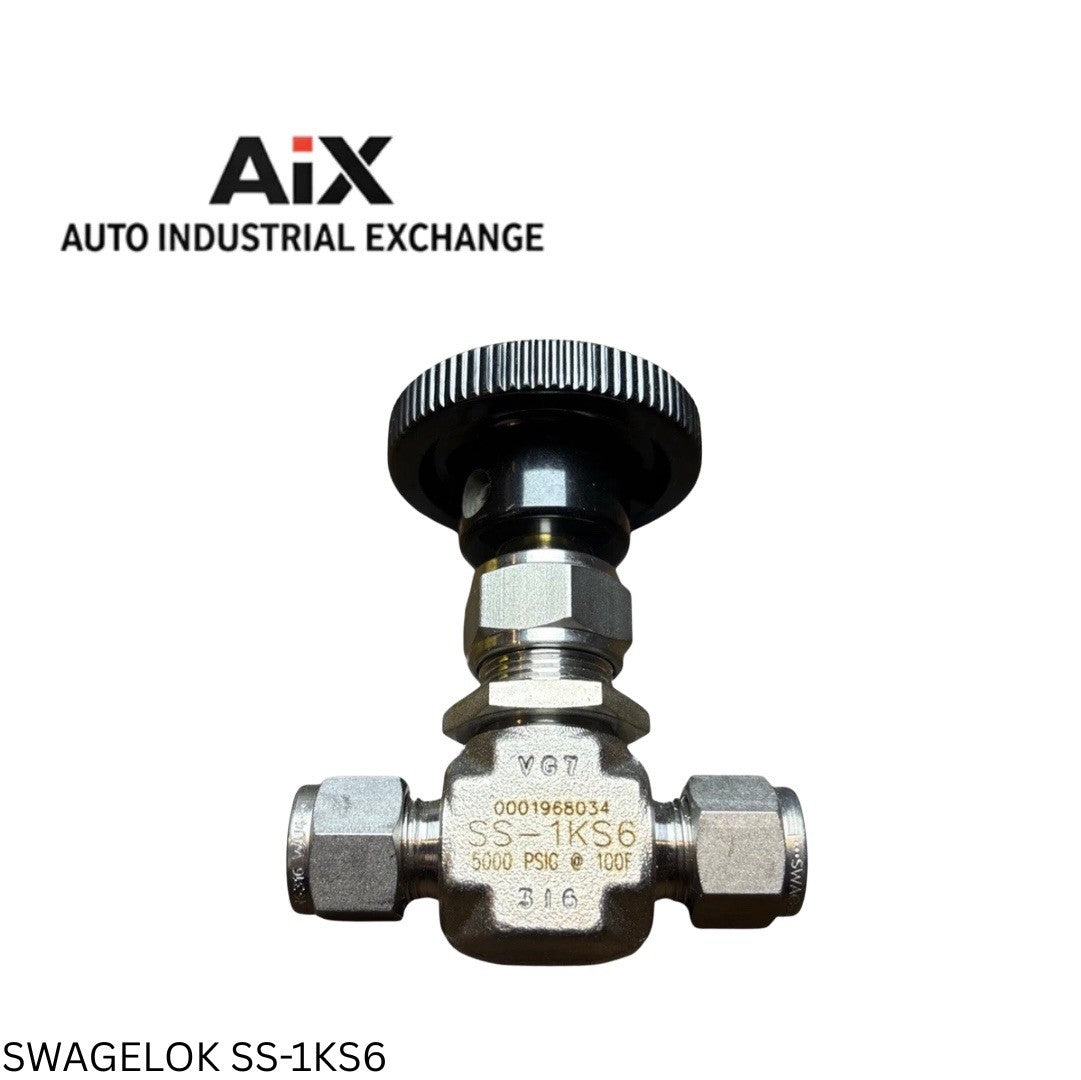 Swagelok SS-1KS6 Needle Valve 3/8” Tube OD 316 SS 5000 PSI Straight Inline