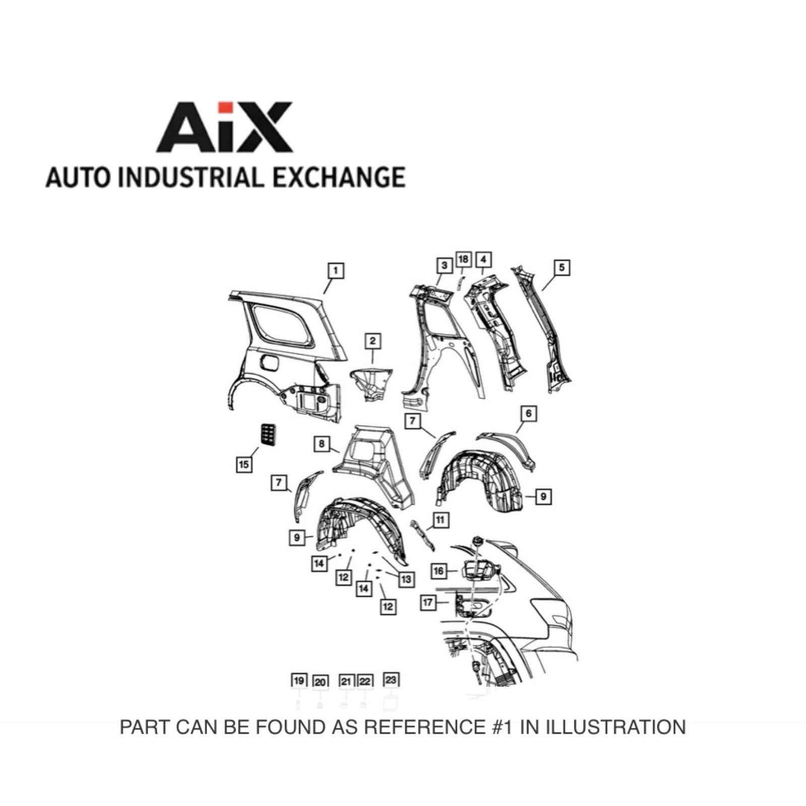 Mopar 68214291AC Left Rear Body Side Panel 2014-2026 Dodge Durango New