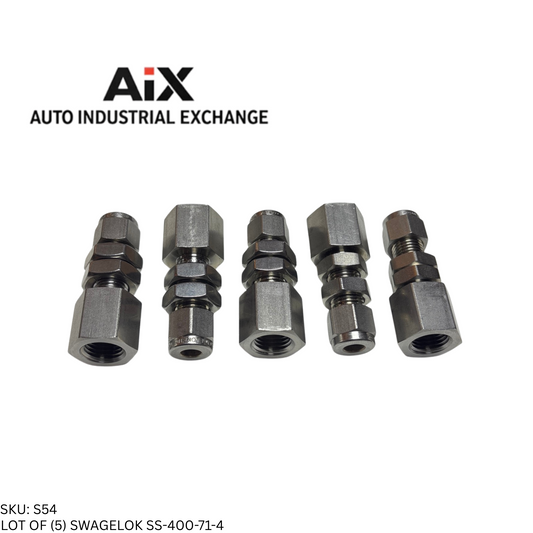 Lot of 5 Swagelok SS-400-71-4 Stainless Steel Bulkhead Female Connector 1/4