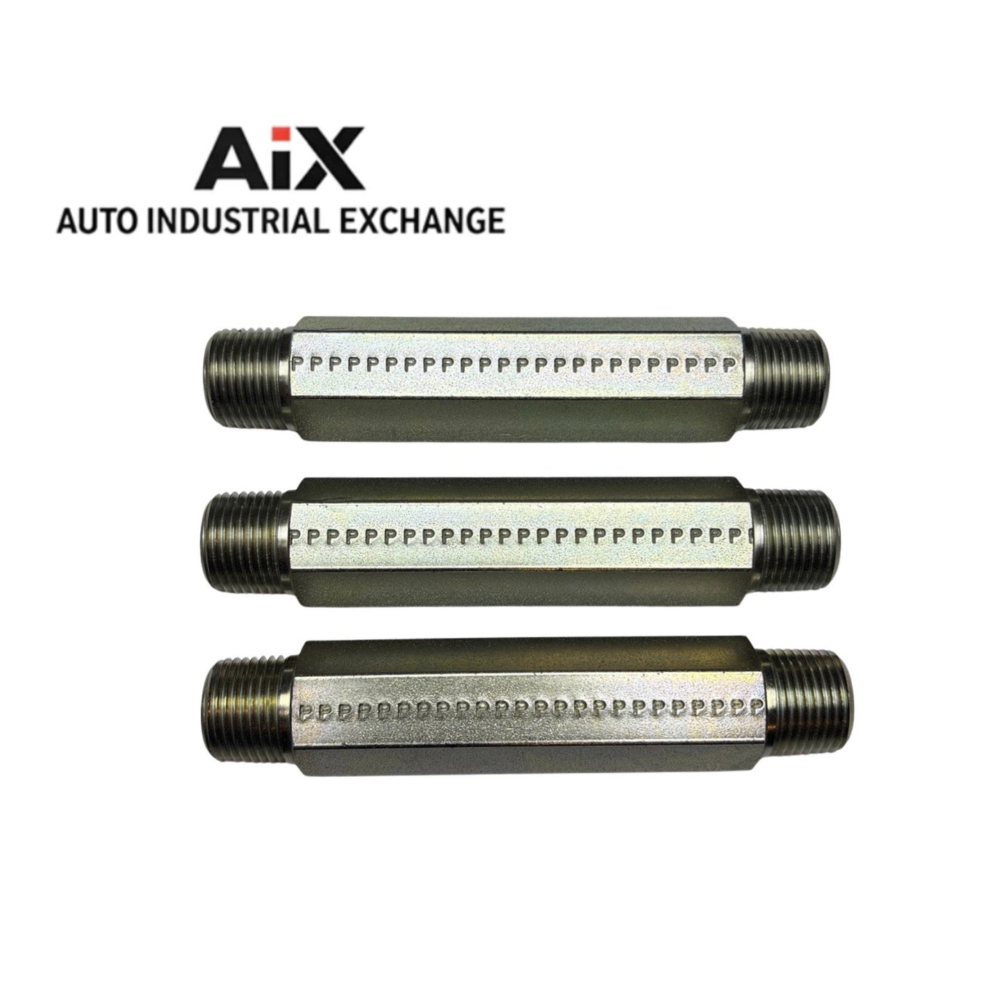 Lot of 3 Parker 3/8 X 4.0 FFF-S NPTF Pipe Nipples 6000 PSI Steel Hex Fittings