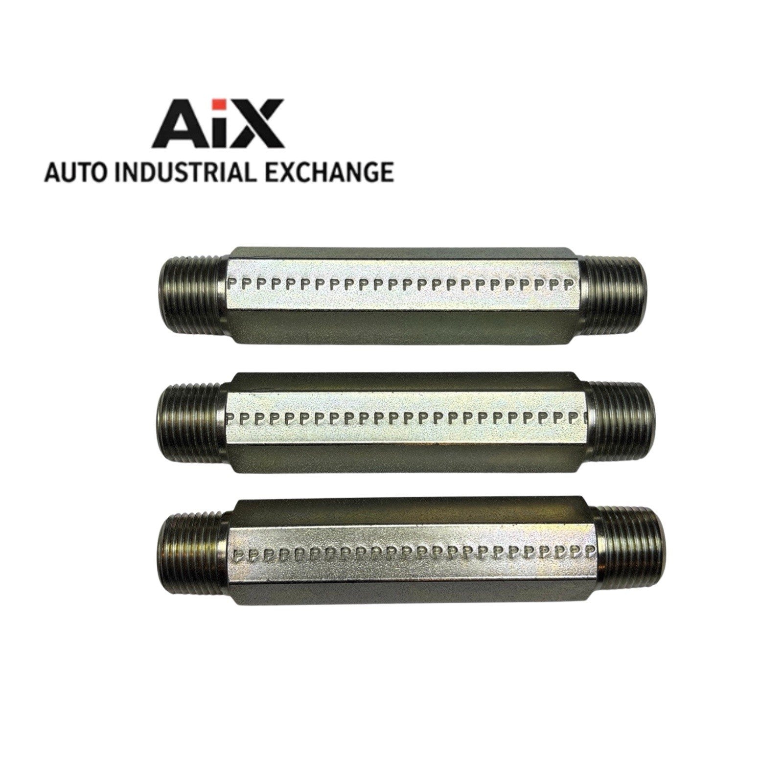 Lot of 3 Parker 3/8 X 4.0 FFF-S NPTF Pipe Nipples 6000 PSI Steel Hex Fittings