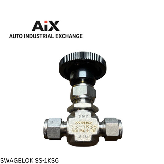 Swagelok SS-1KS6 Needle Valve 3/8” Tube OD 316 SS 5000 PSI Straight Inline