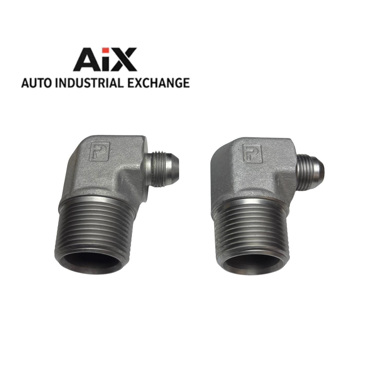 Lot of 2 Parker 8-16 CTX-S 37° Flare NPT Tube Fitting 90° Elbow Steel 3000 PSI