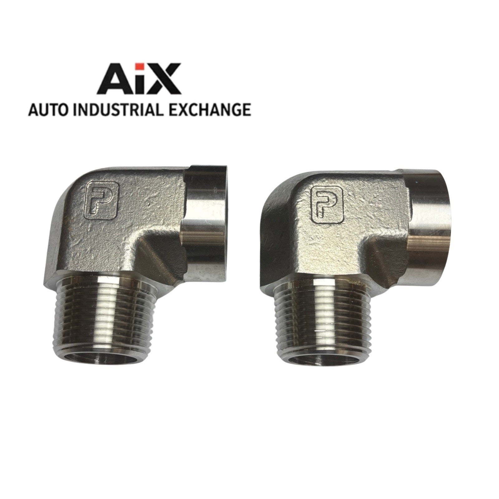 Lot of 2 Parker 1 CD-SS 90° Elbow NPT Pipe Fittings 1” Male x 1” Female SS