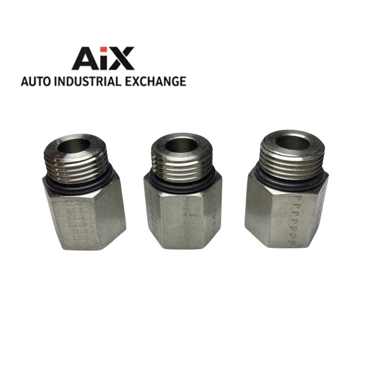 Lot of 3 Parker F50G-SS Adapters #8 SAE ORB Male x #6 SAE Straight Female SS