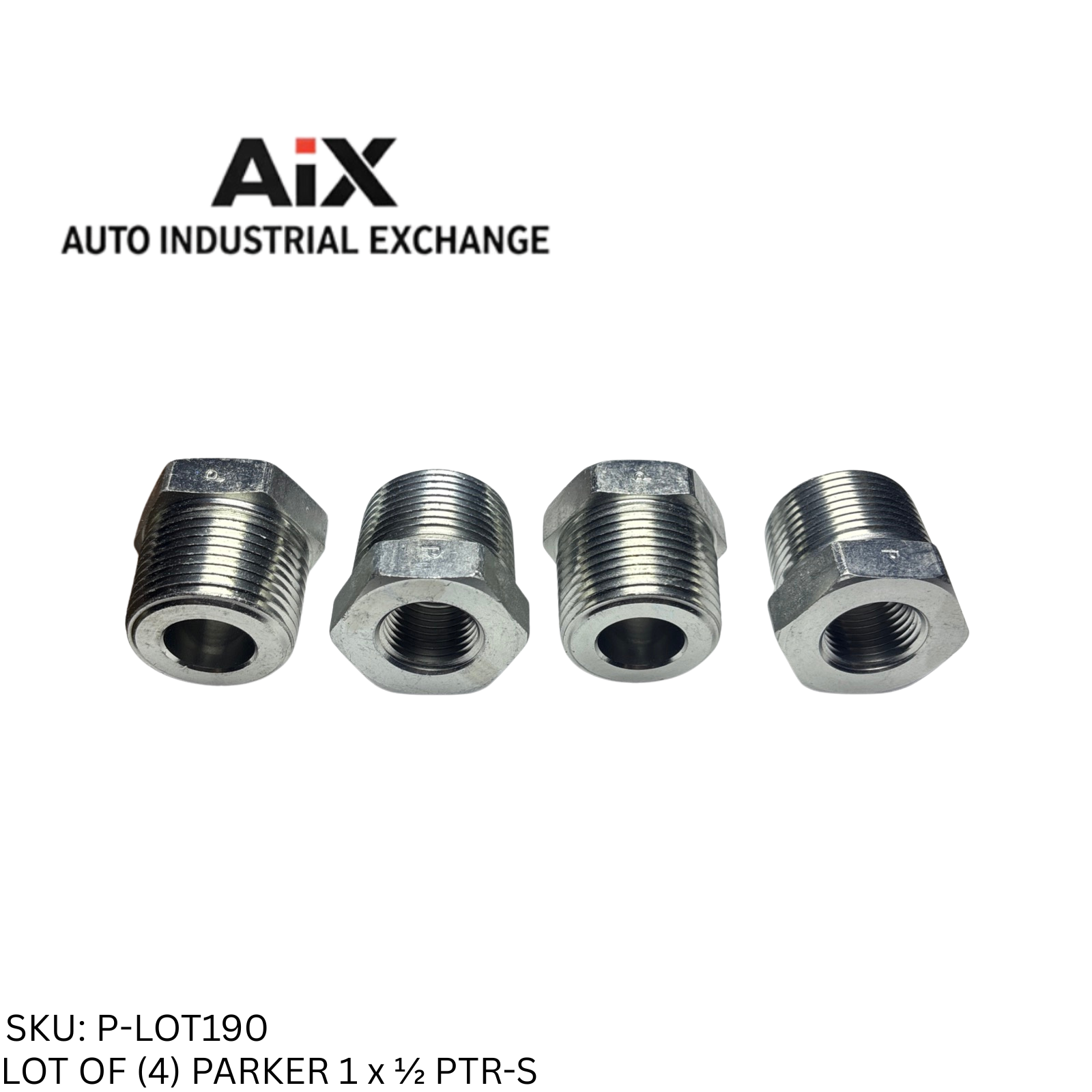 Lot of 4 Parker 1x1/2 PTR-S Stainless Steel Pipe Reducer NPT/NPTF 3600 PSI