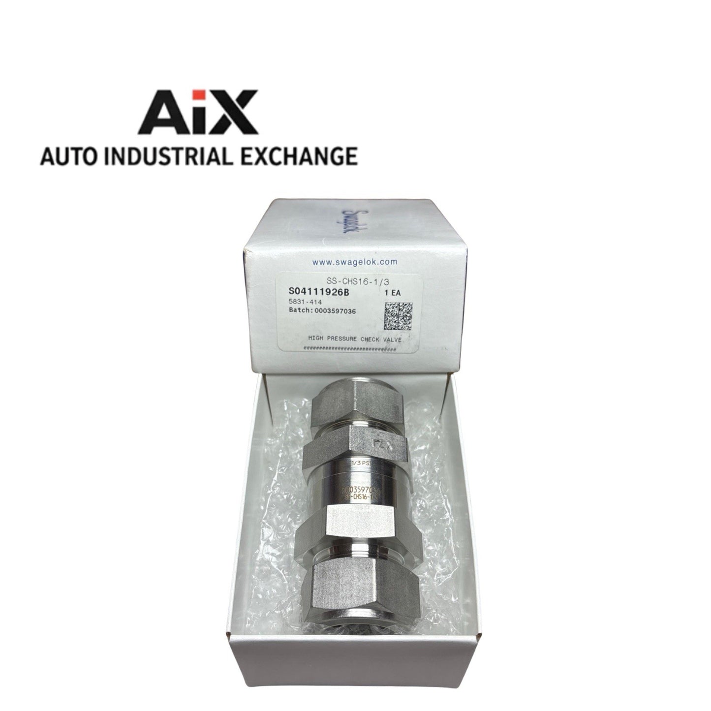 Swagelok SS-CHS16-1/3 Check Valve 1” Tube Stainless Steel Poppet 4700 PSI