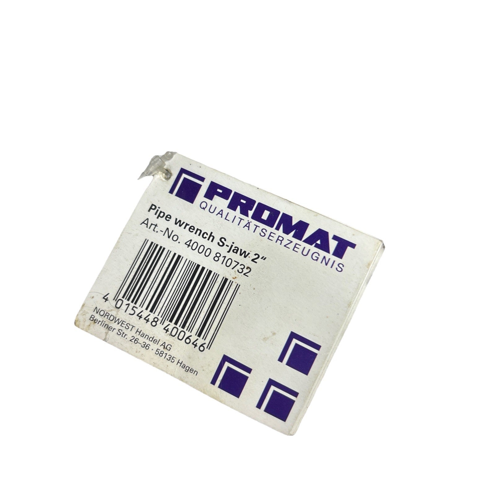 Promat 810732 Pipe Wrench S-Jaw 2” Heavy Duty Corner Wrench Germany