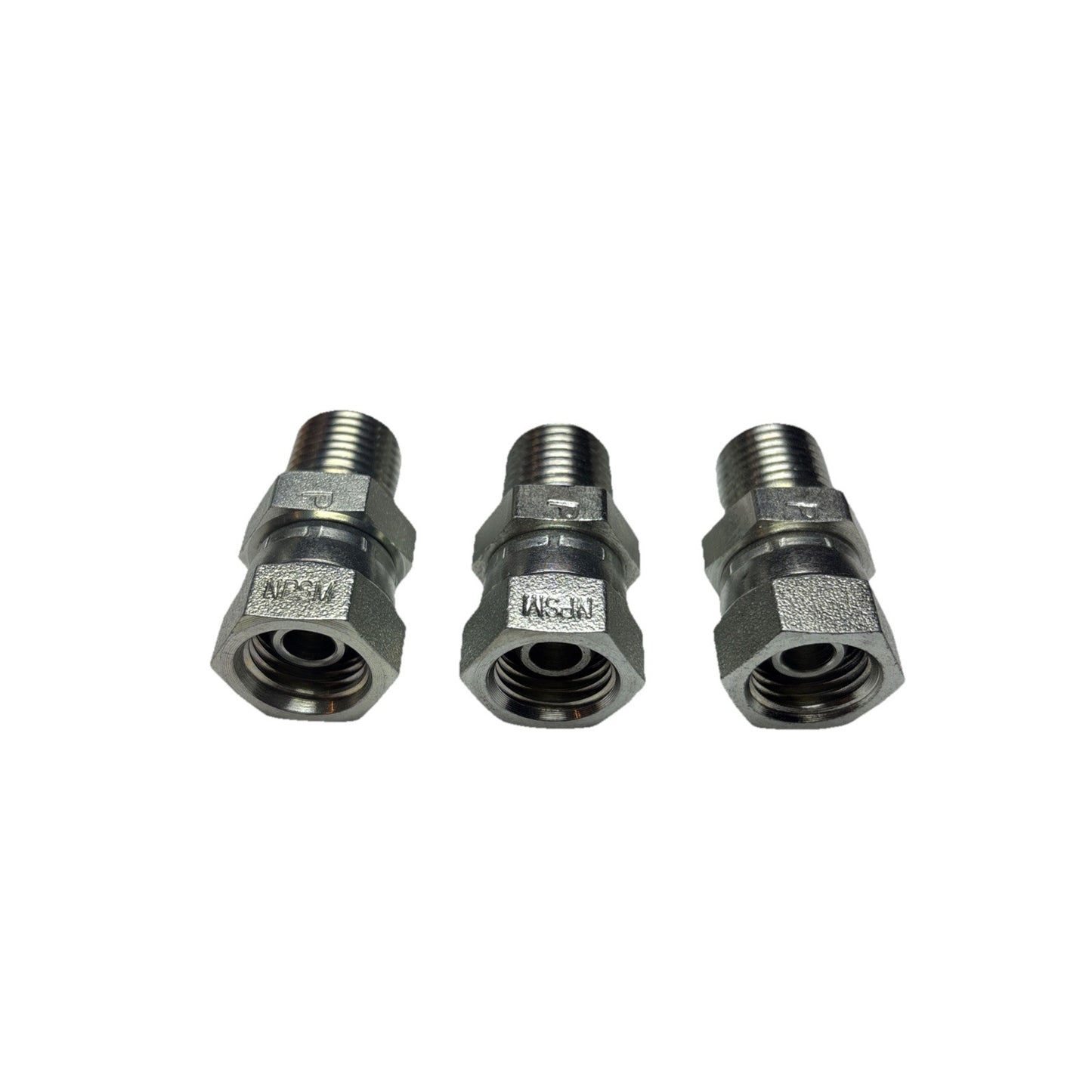 Lot of 3 Parker 0107-4-4 NPT x NPSM Pipe Swivel Adapter 1/4-18 Steel Straight