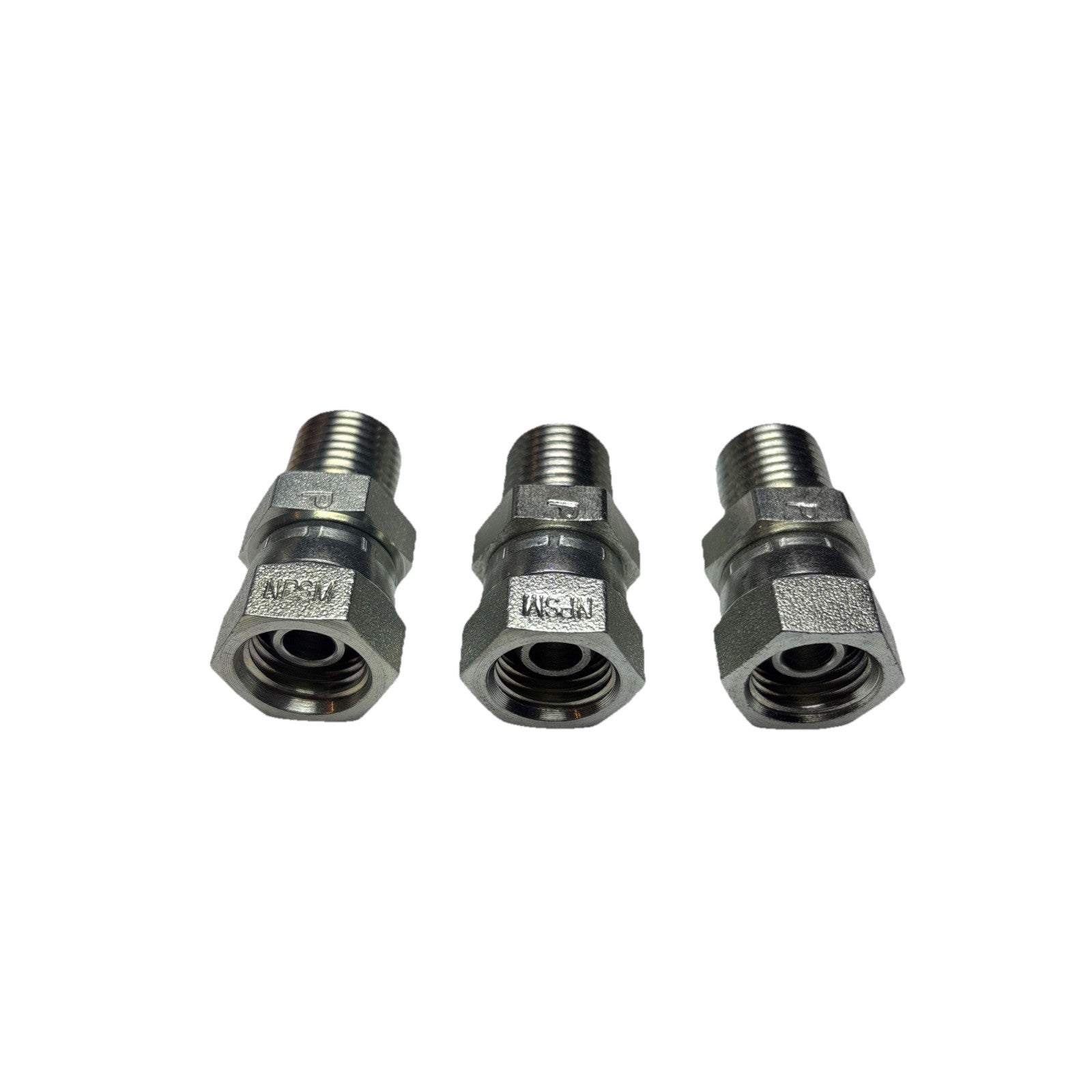 Lot of 3 Parker 0107-4-4 NPT x NPSM Pipe Swivel Adapter 1/4-18 Steel Straight