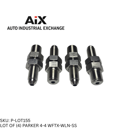 Lot of 4 Parker 4-4 WFTX-WLN-SS 37° Flare Bulkhead to 1/4 NPT Stainless Steel