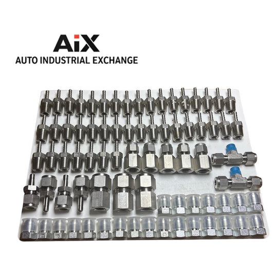 Lot of 75+ Tube Fittings Swagelok SSP Brennan Stainless & Carbon Steel AIX