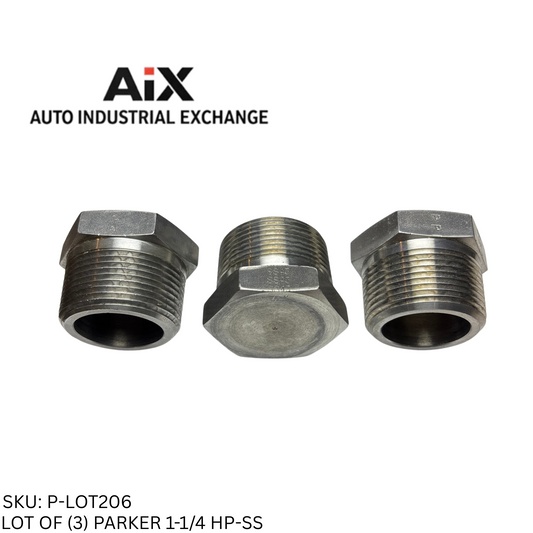 Lot of 3 Parker HP-SS 1-1/4 Hex Head Pipe Plug Male NPT Stainless Steel