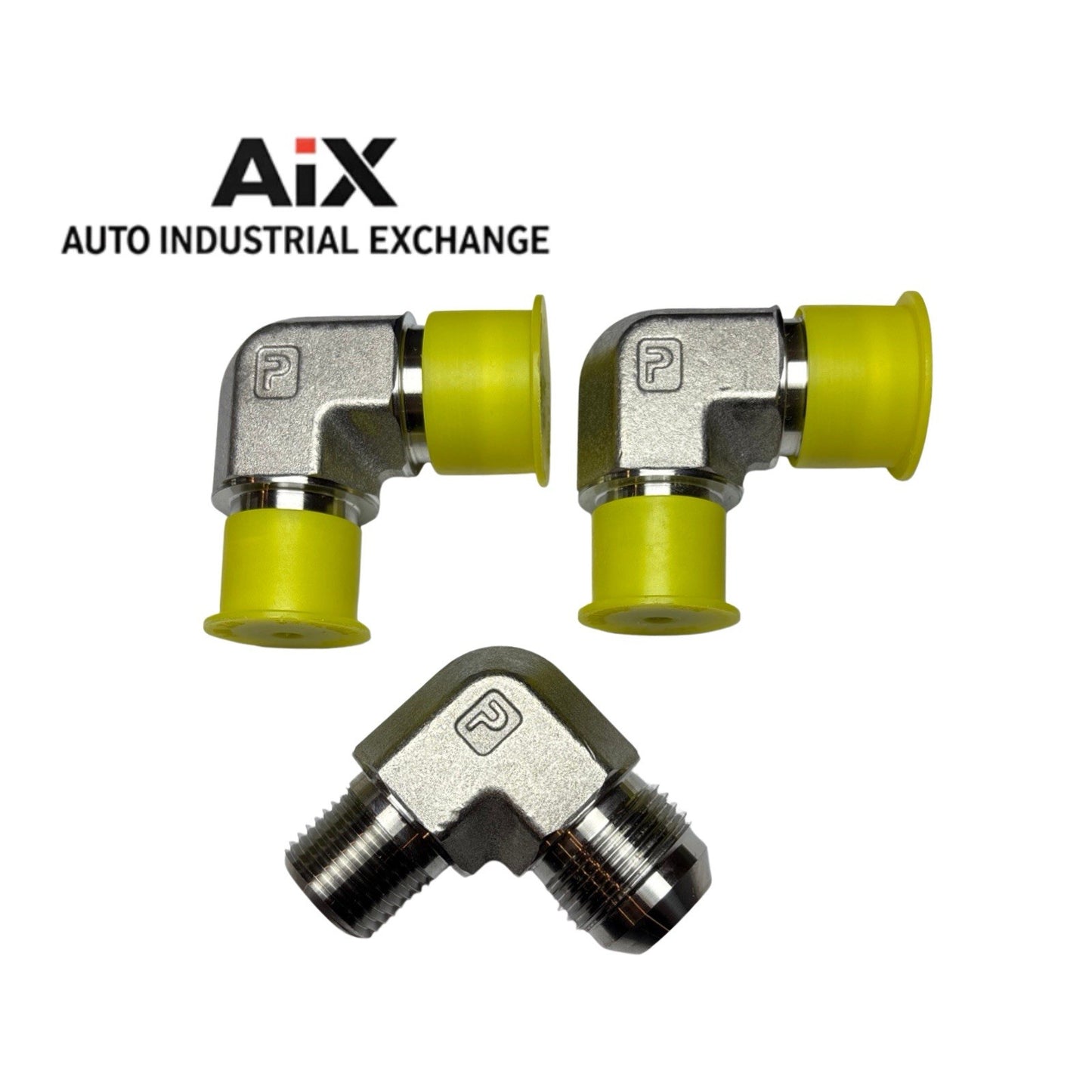 Lot of 3 Parker 12-8 CTX-SS 3/4” x 1/2” 90° Elbow Stainless JIC to NPT Stainless