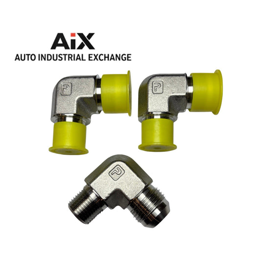 Lot of 3 Parker 12-8 CTX-SS 3/4” x 1/2” 90° Elbow Stainless JIC to NPT Stainless