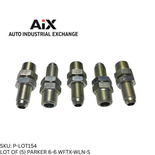 Lot of 5 Parker 6-6 WFTX-WLN-S Bulkhead Adapter 37° Flare to 3/8" NPT Steel