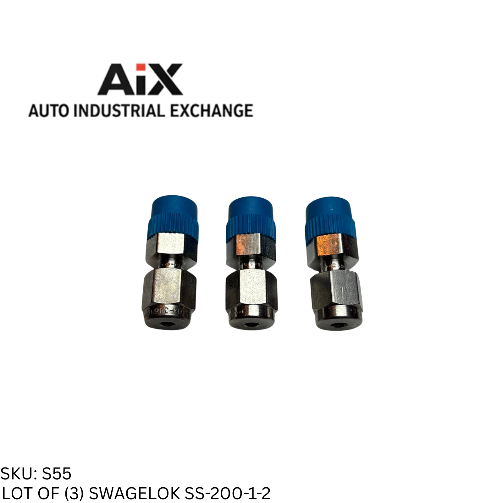 Lot of 3 Swagelok SS-200-1-2 Stainless Steel Male Connector 1/8in Tube x 1/8in